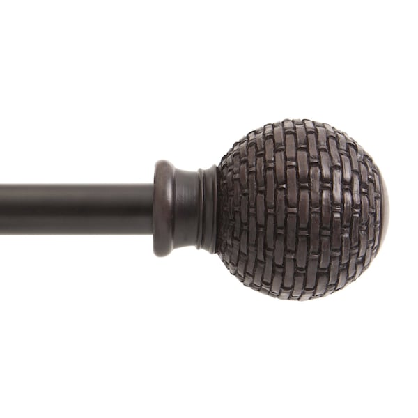 Kenney Mfg Kenney Woven Ball 5/8" Standard Decorative Window Curtain Rod, 90-130", Weathered Brown KN75800NP - main